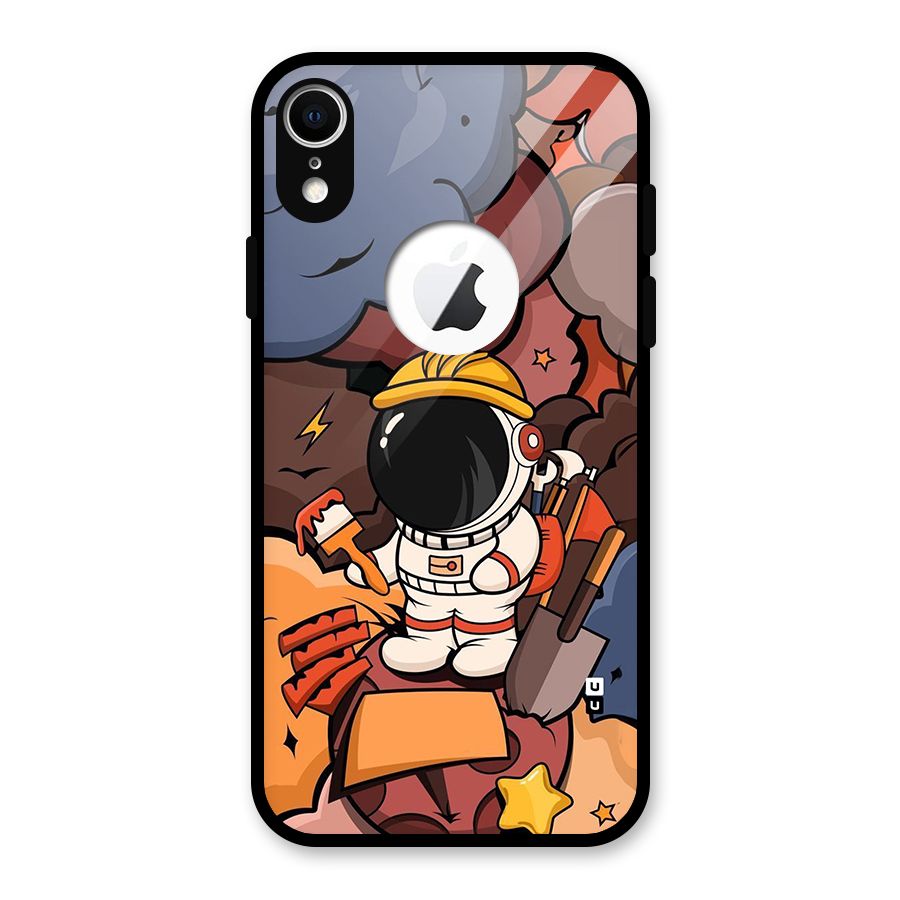 Comic Space Astronaut Glass Back Case for iPhone XR Logo Cut