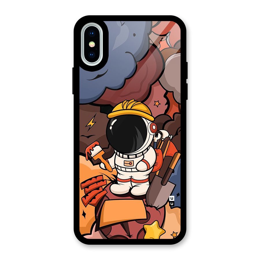 Comic Space Astronaut Glass Back Case for iPhone XS