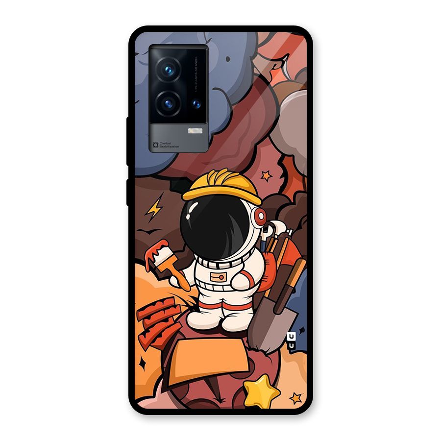 Comic Space Astronaut Glass Back Case for iQOO 9 5G