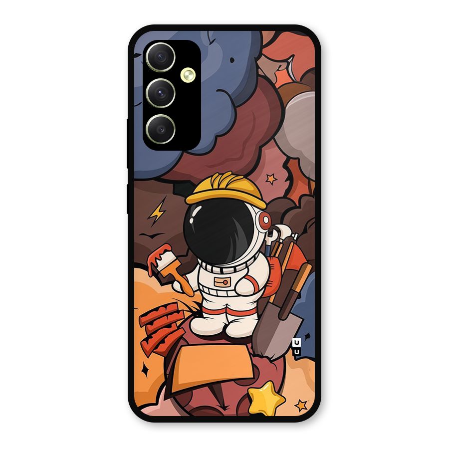 Comic Space Astronaut Metal Back Case for Galaxy A34