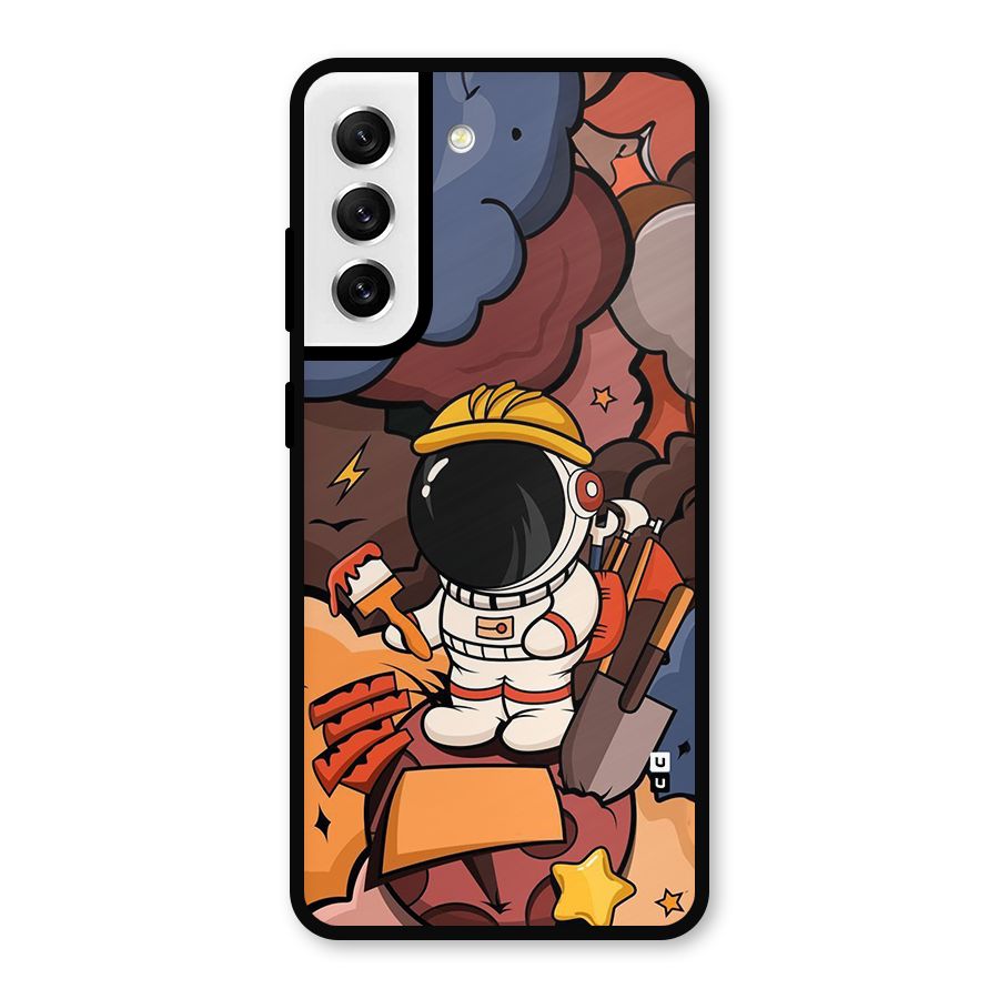 Comic Space Astronaut Metal Back Case for Galaxy S21 FE 5G