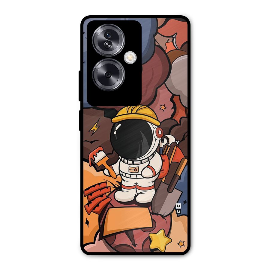 Comic Space Astronaut Metal Back Case for Oppo A79 5G