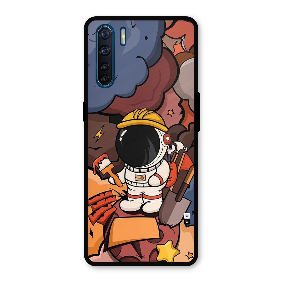 Comic Space Astronaut Metal Back Case for Oppo F15