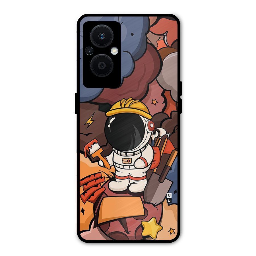 Comic Space Astronaut Metal Back Case for Oppo F21 Pro 5G