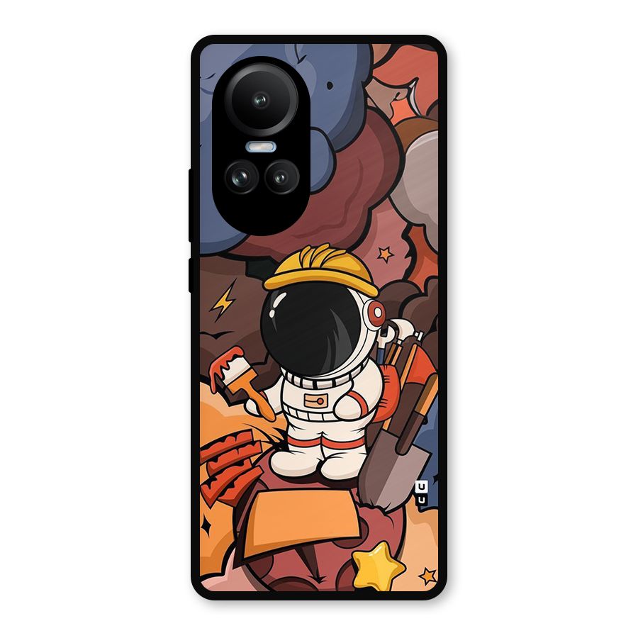 Comic Space Astronaut Metal Back Case for Oppo Reno10 Pro