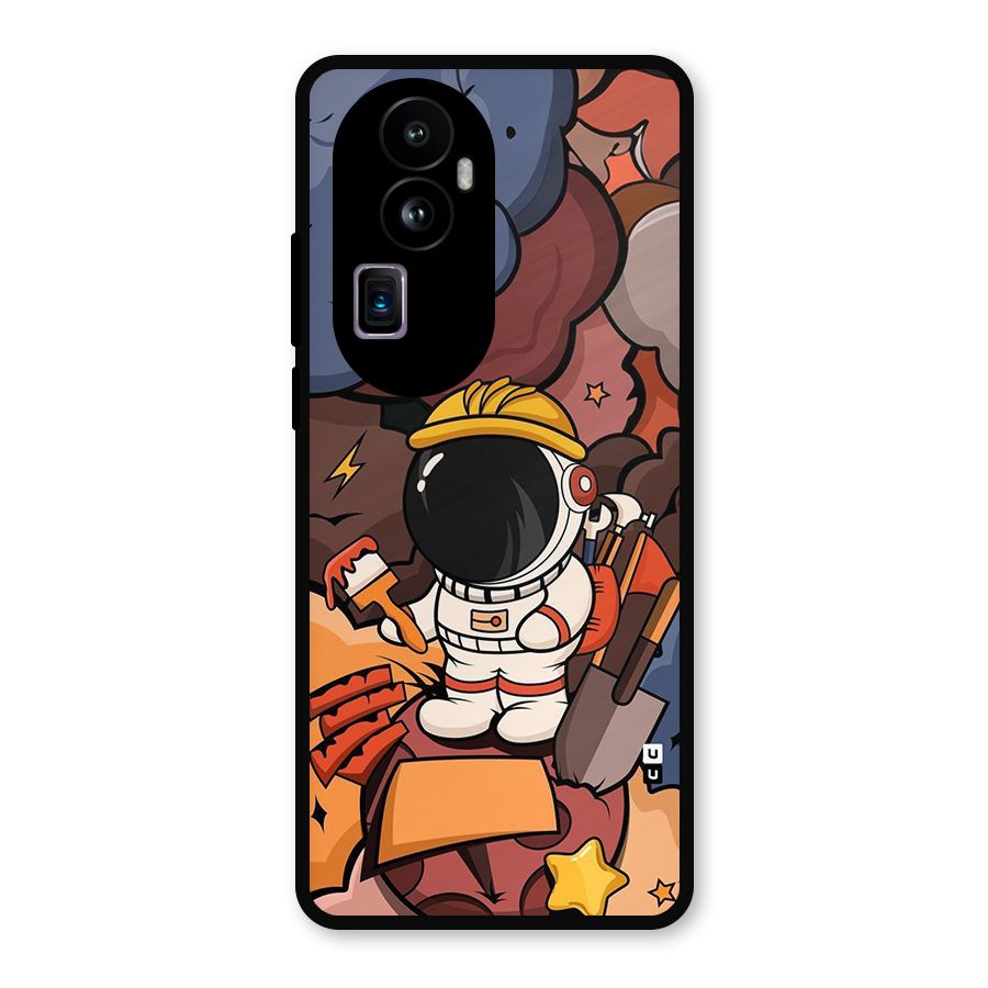 Comic Space Astronaut Metal Back Case for Oppo Reno10 Pro Plus