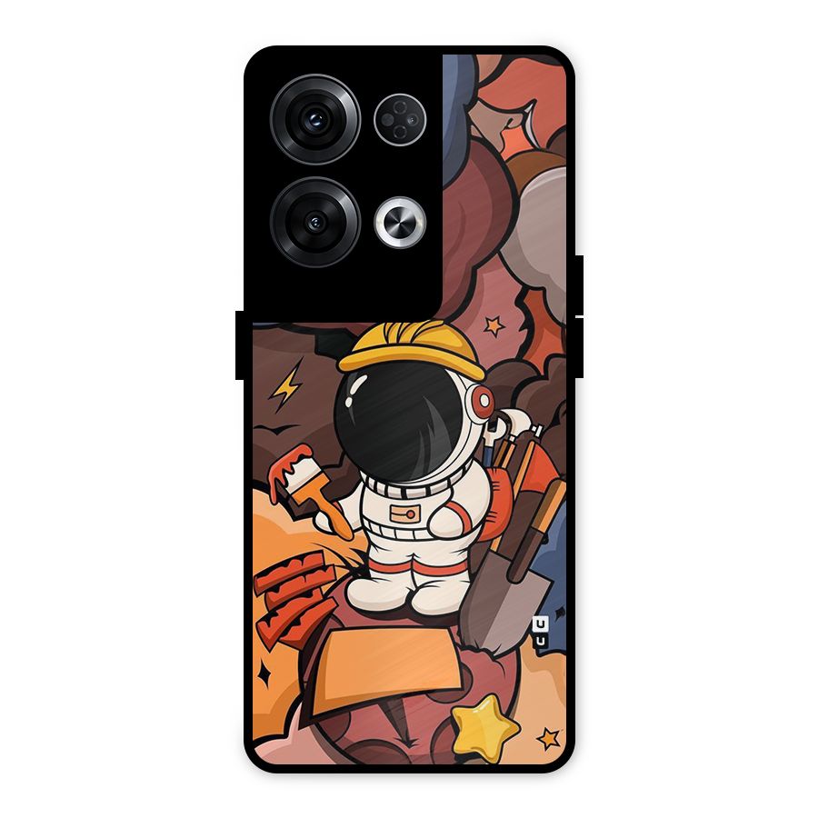 Comic Space Astronaut Metal Back Case for Oppo Reno8 Pro 5G