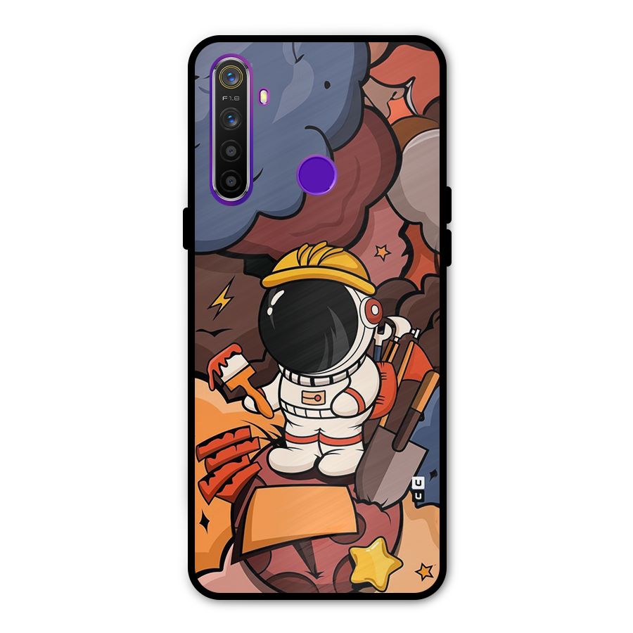 Comic Space Astronaut Metal Back Case for Realme 5