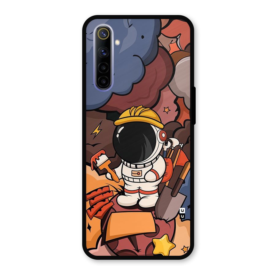Comic Space Astronaut Metal Back Case for Realme 6