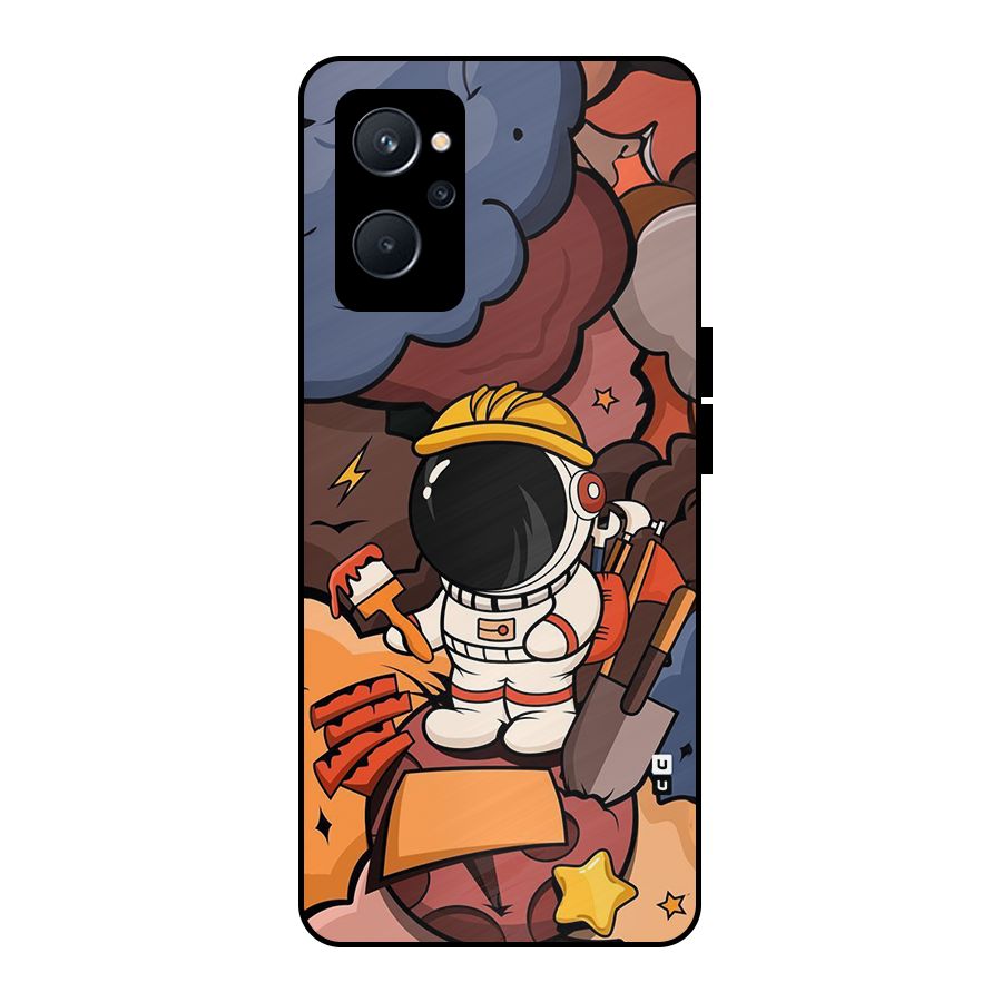 Comic Space Astronaut Metal Back Case for Realme 9i 5G