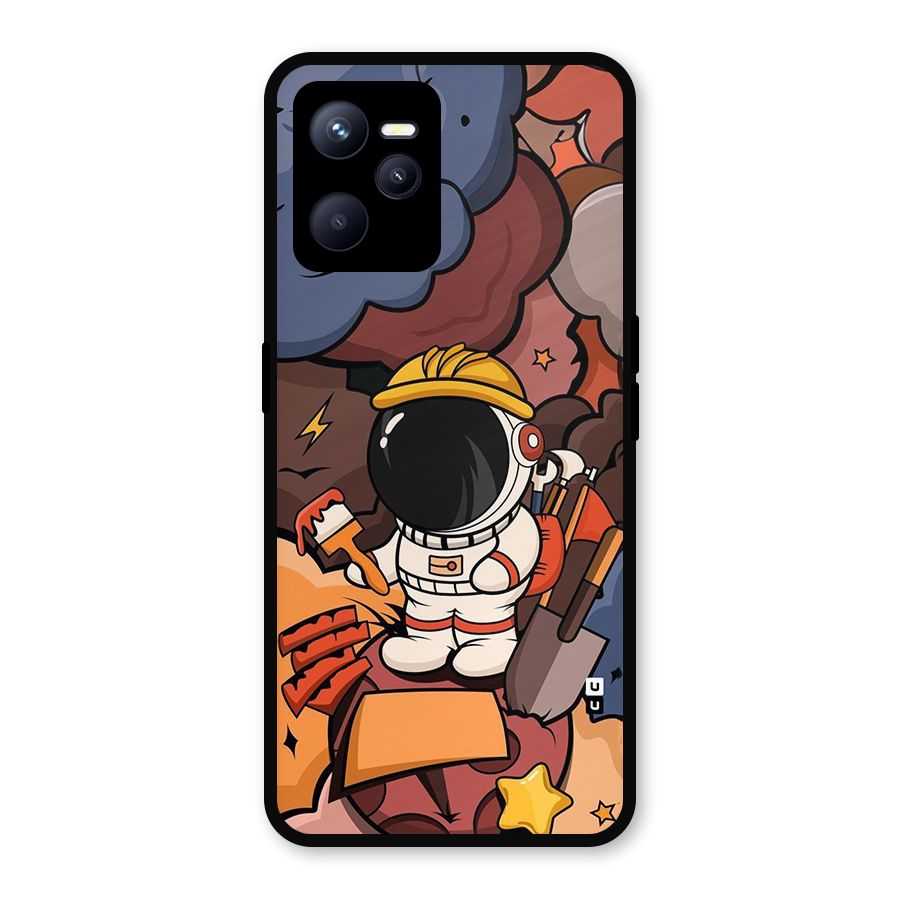 Comic Space Astronaut Metal Back Case for Realme C35