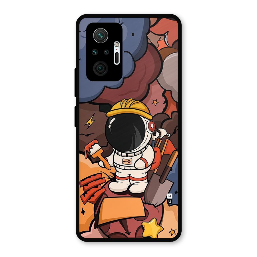 Comic Space Astronaut Metal Back Case for Redmi Note 10 Pro