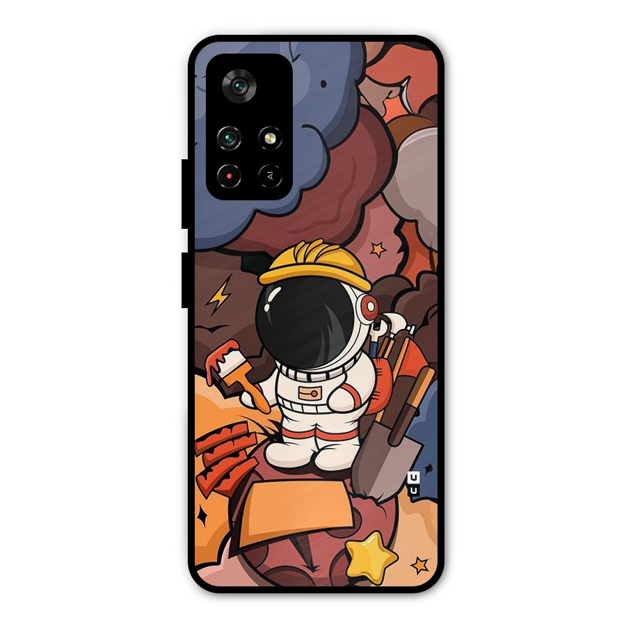 Comic Space Astronaut Metal Back Case for Redmi Note 11T 5G
