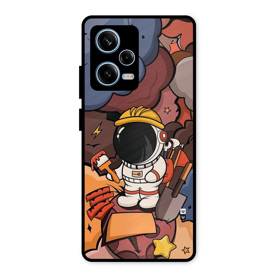 Comic Space Astronaut Metal Back Case for Redmi Note 12 Pro