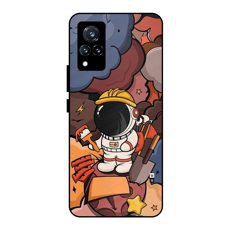 Comic Space Astronaut Metal Back Case for Vivo V21 5G