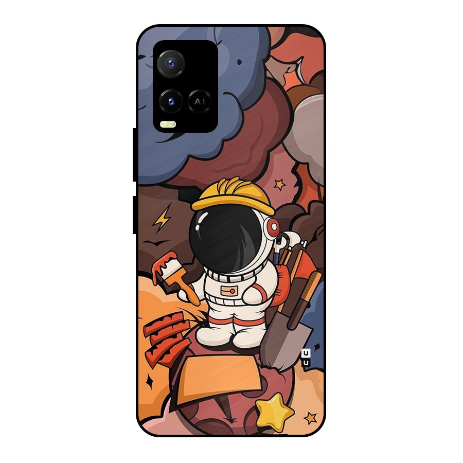 Comic Space Astronaut Metal Back Case for Vivo Y21G