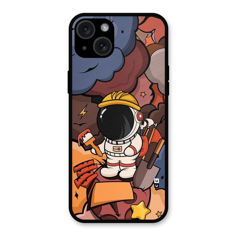 Comic Space Astronaut Metal Back Case for iPhone 15 Plus