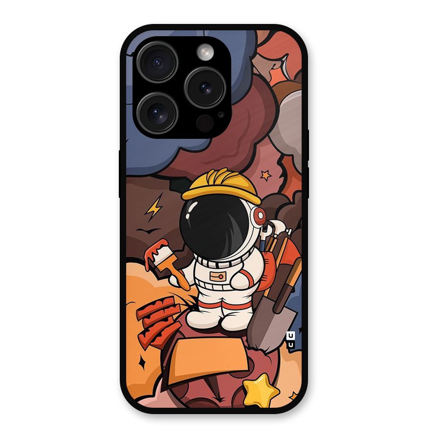 Comic Space Astronaut Metal Back Case for iPhone 15 Pro