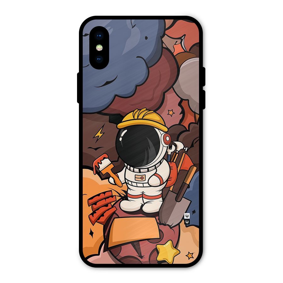 Comic Space Astronaut Metal Back Case for iPhone XS