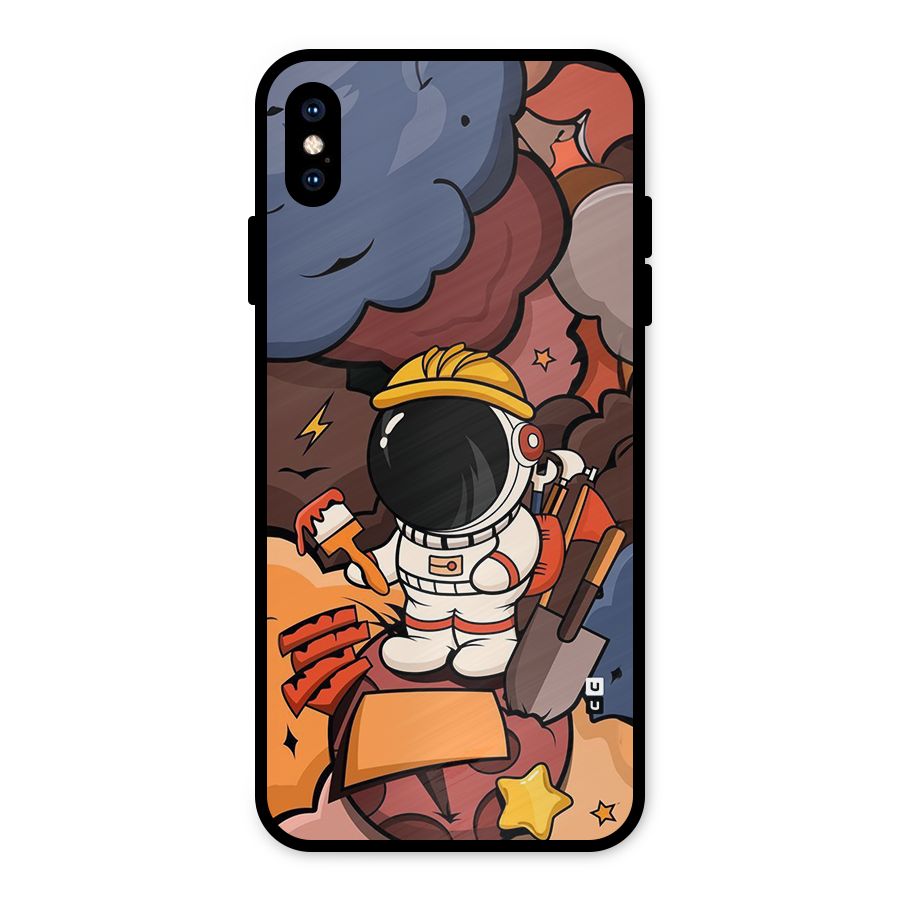 Comic Space Astronaut Metal Back Case for iPhone XS Max