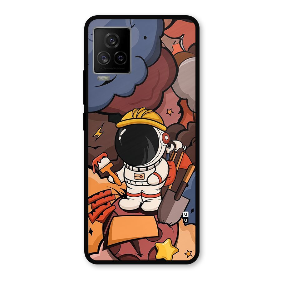 Comic Space Astronaut Metal Back Case for iQOO 7 Legend 5G