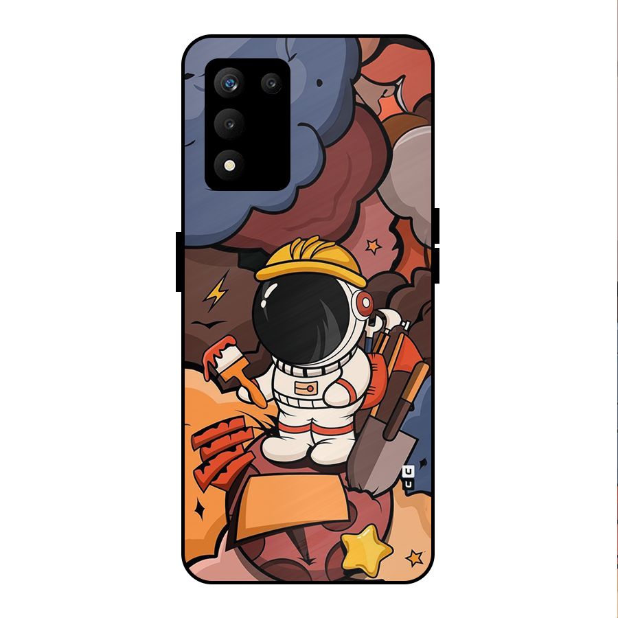 Comic Space Astronaut Metal Back Case for realme 9 5G SE