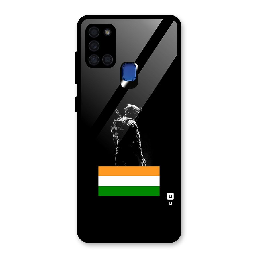 Commando Respect Glass Back Case for Galaxy A21s