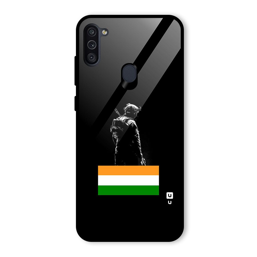 Commando Respect Glass Back Case for Galaxy M11