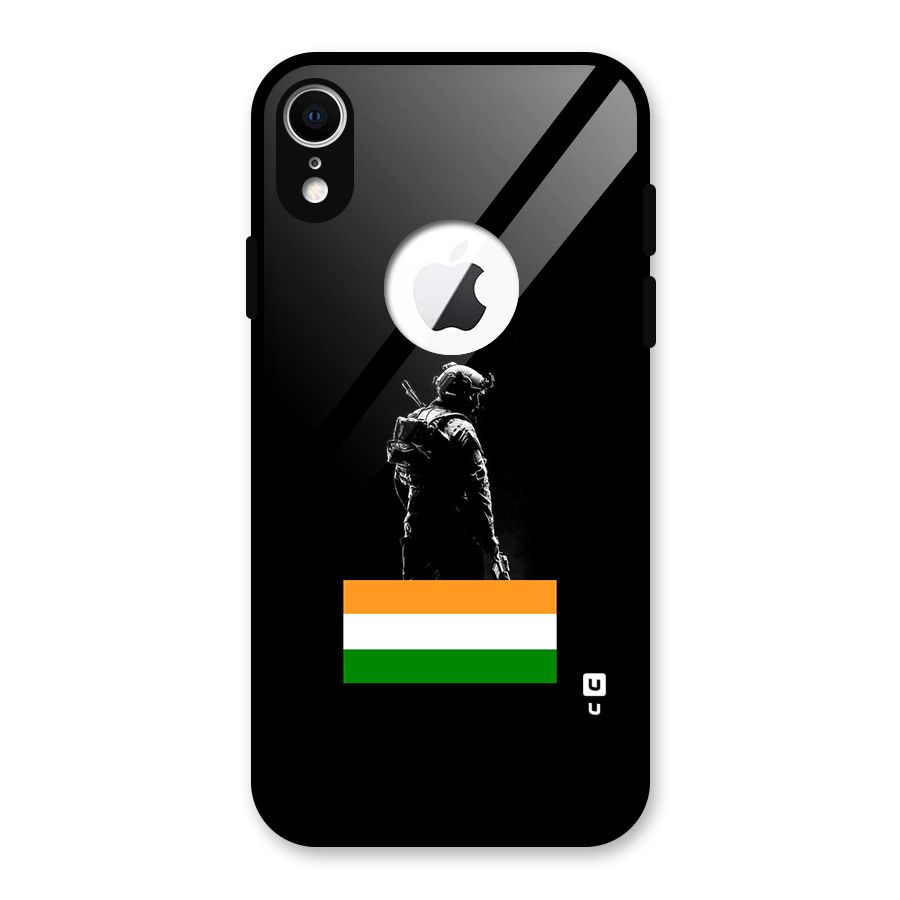 Commando Respect Glass Back Case for iPhone XR Logo Cut