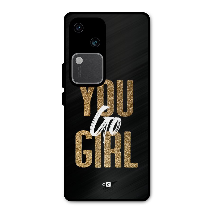 Confident Girl Metal Back Case for Vivo V30 Pro