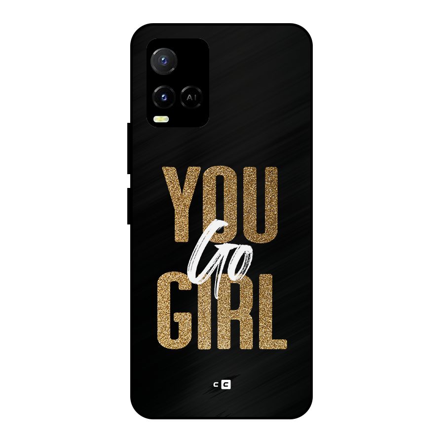 Confident Girl Metal Back Case for Vivo Y21G