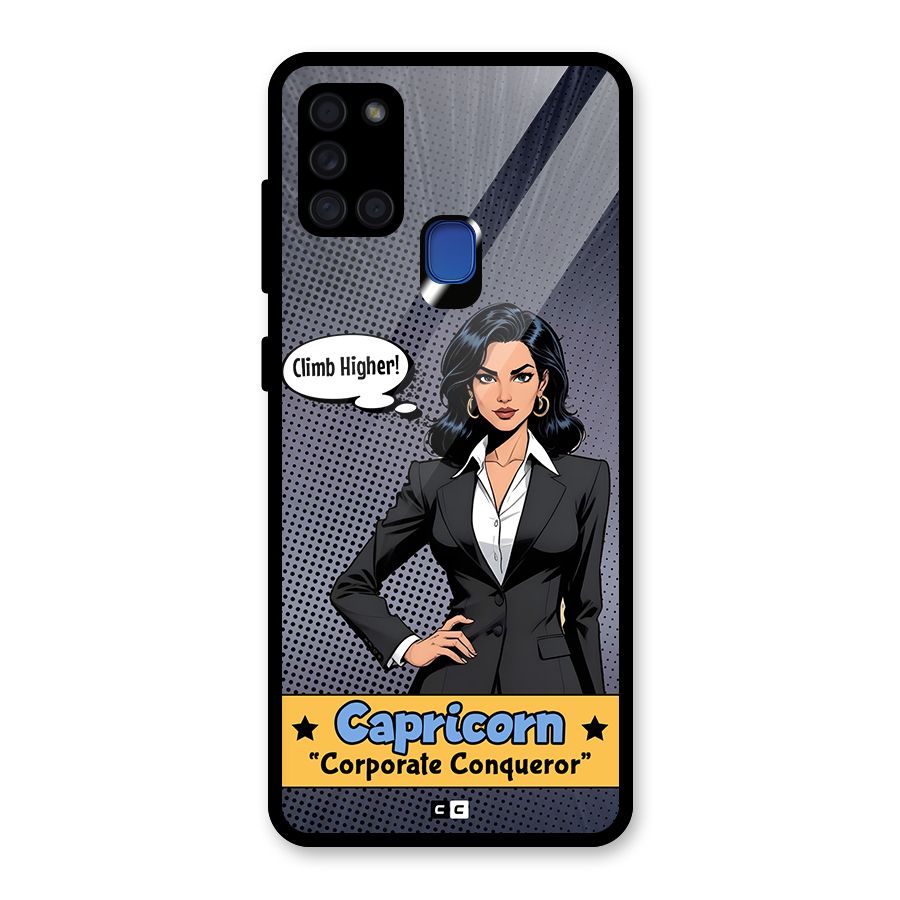 Conqueror Capricorn Glass Back Case for Galaxy A21s