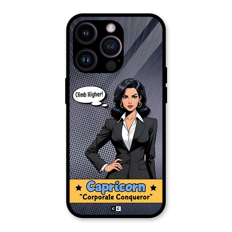 Conqueror Capricorn Glass Back Case for iPhone 14 Pro