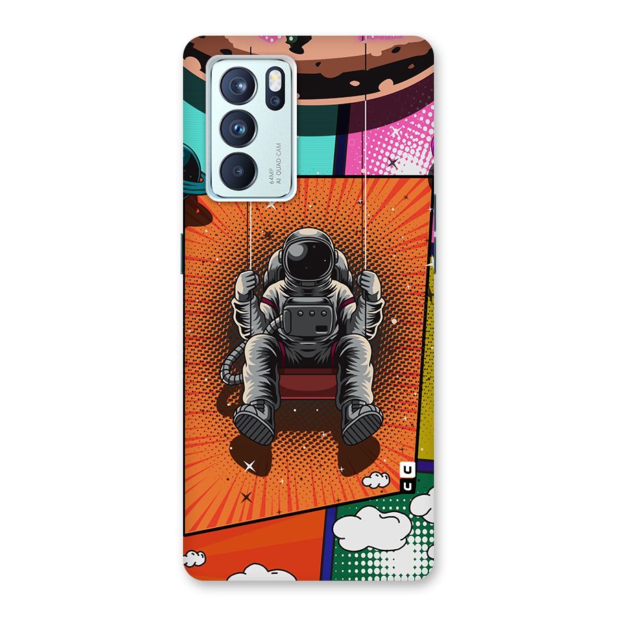 Cool Astraunaut Comic Swing Glass Back Case for Oppo Reno6 Pro 5G