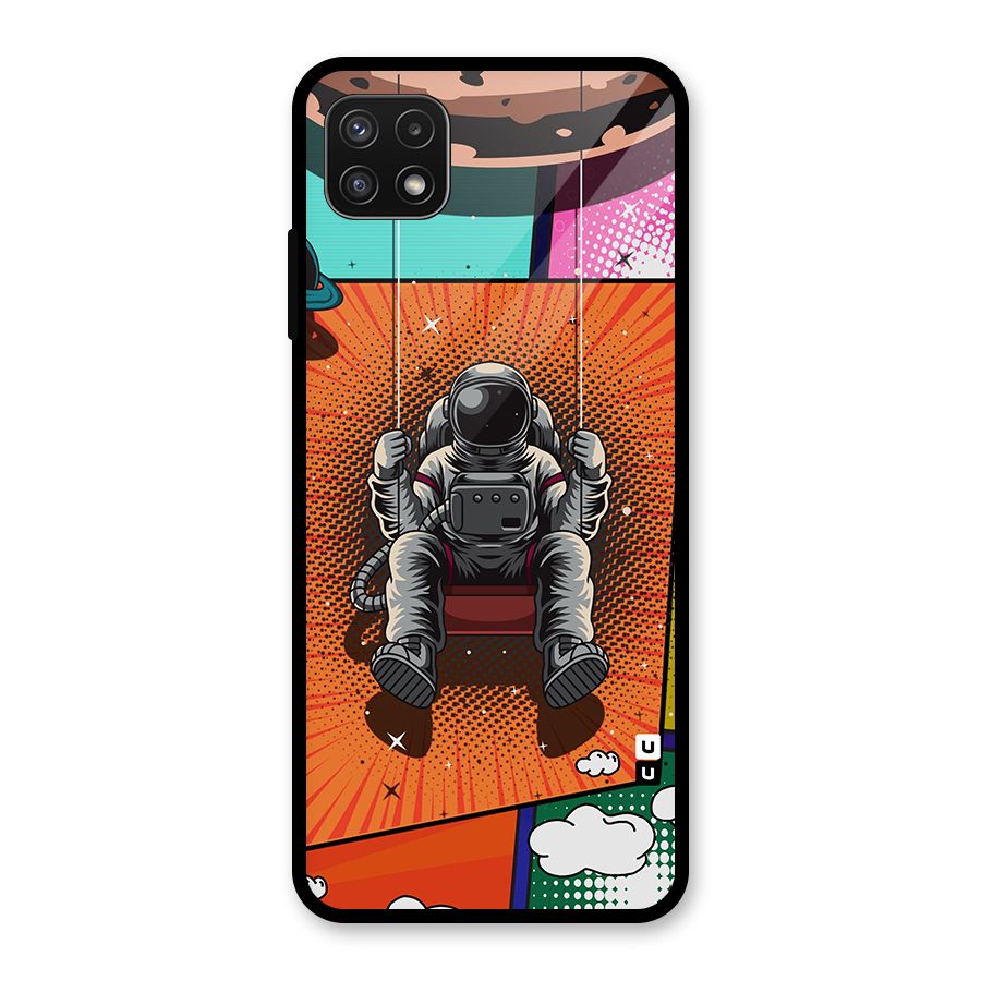 Cool Astraunaut Comic Swing Glass Back Case for Galaxy A22 5G