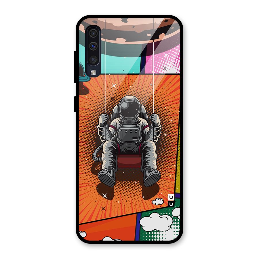 Cool Astraunaut Comic Swing Glass Back Case for Galaxy A50
