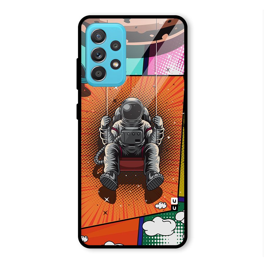 Cool Astraunaut Comic Swing Glass Back Case for Galaxy A52