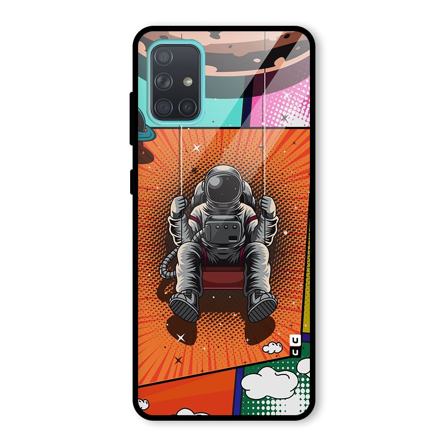Cool Astraunaut Comic Swing Glass Back Case for Galaxy A71