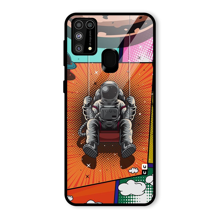 Cool Astraunaut Comic Swing Glass Back Case for Galaxy F41