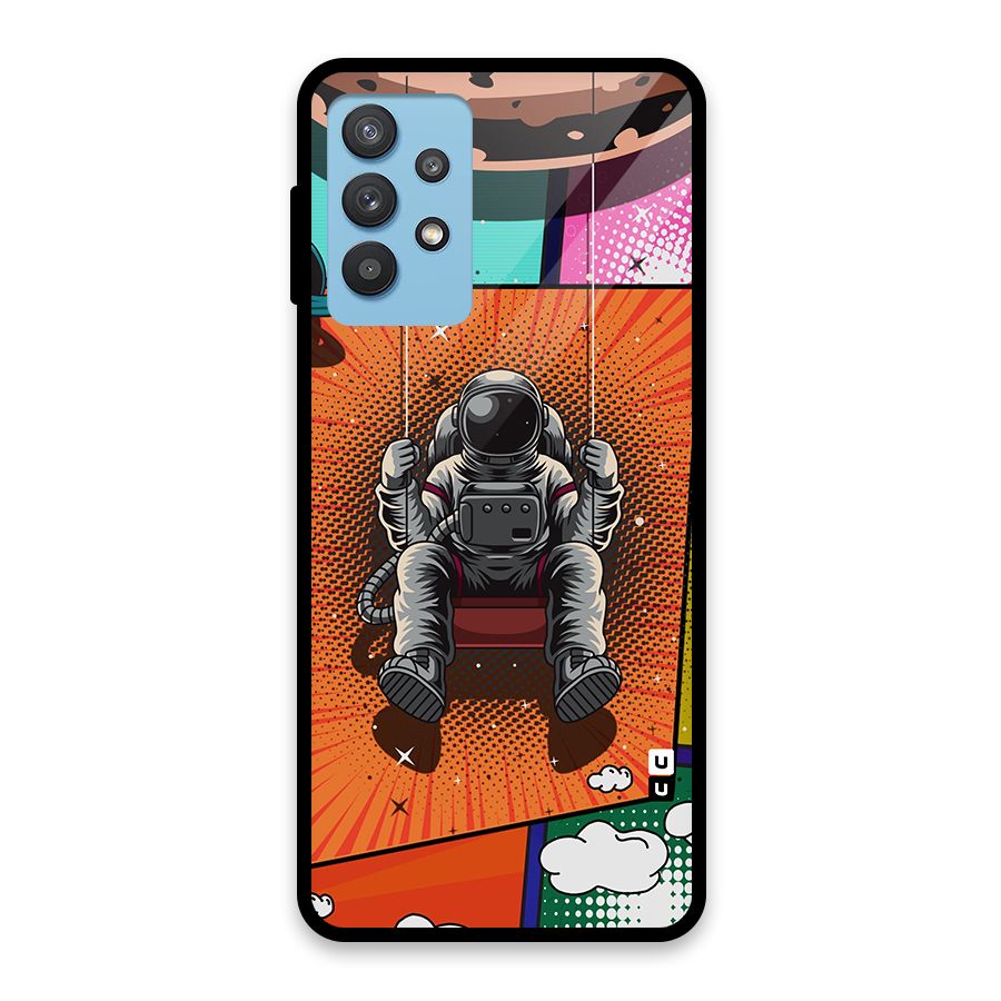 Cool Astraunaut Comic Swing Glass Back Case for Galaxy M32 5G