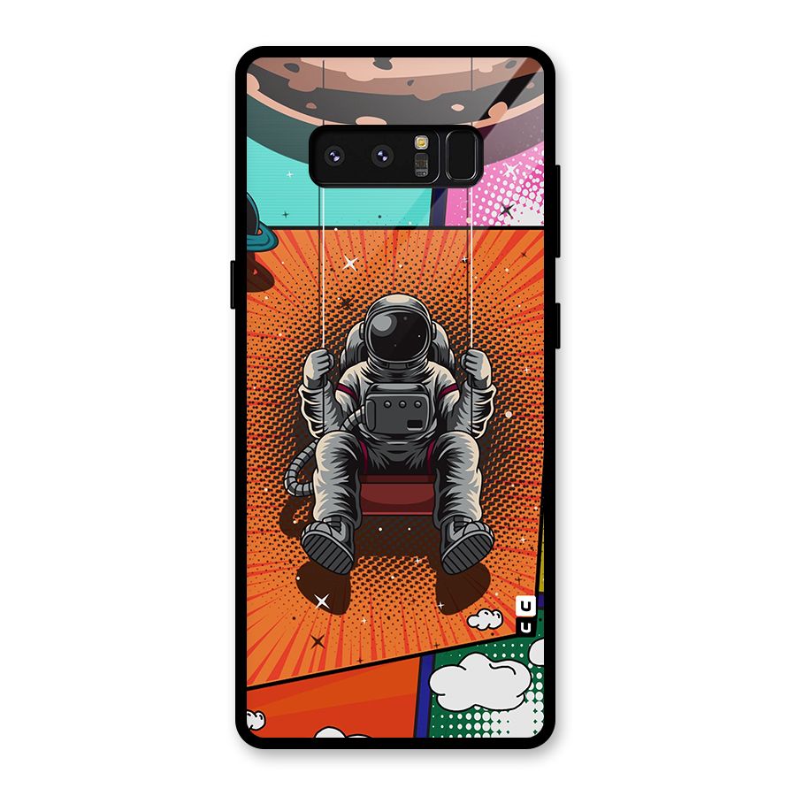 Cool Astraunaut Comic Swing Glass Back Case for Galaxy Note 8