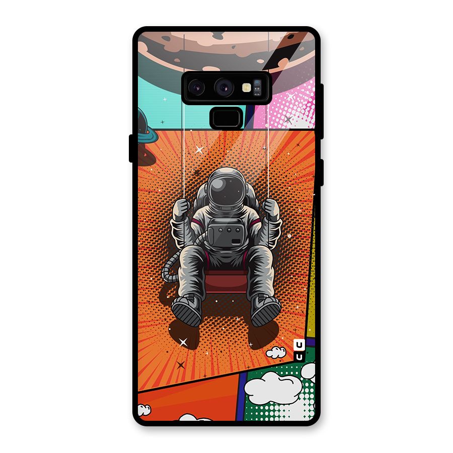 Cool Astraunaut Comic Swing Glass Back Case for Galaxy Note 9