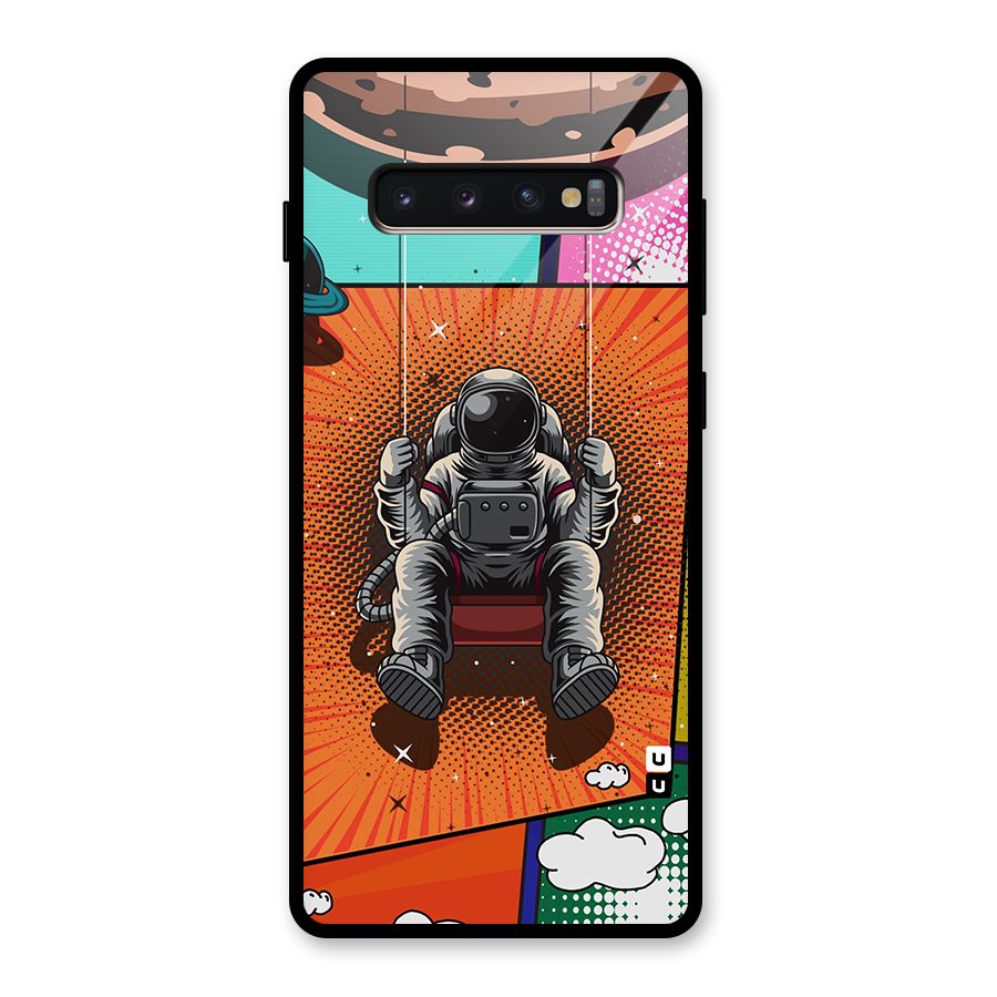 Cool Astraunaut Comic Swing Glass Back Case for Galaxy S10 Plus