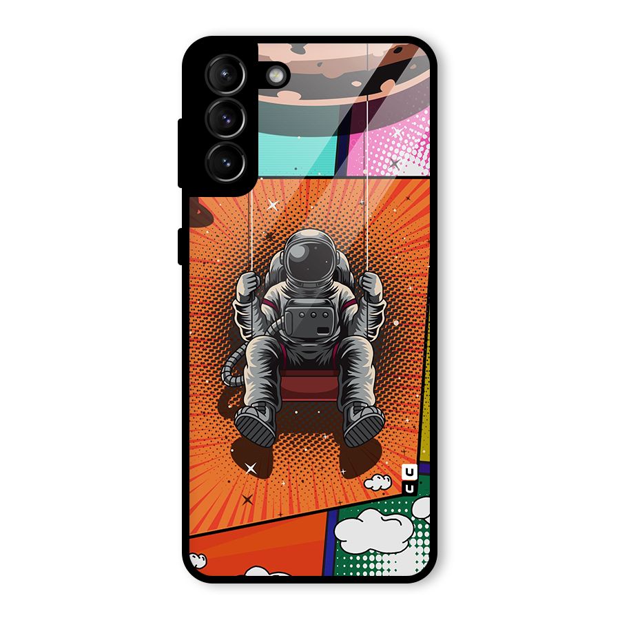 Cool Astraunaut Comic Swing Glass Back Case for Galaxy S21 Plus