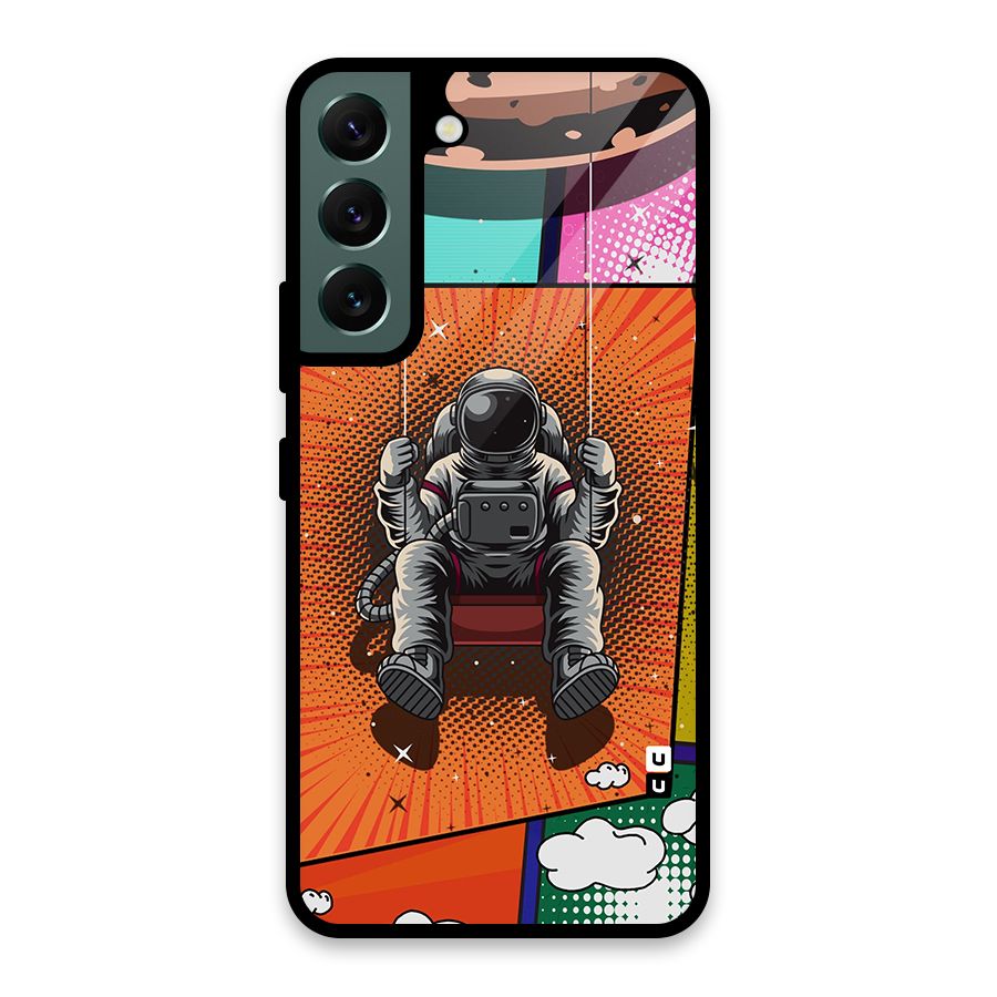Cool Astraunaut Comic Swing Glass Back Case for Galaxy S22 5G