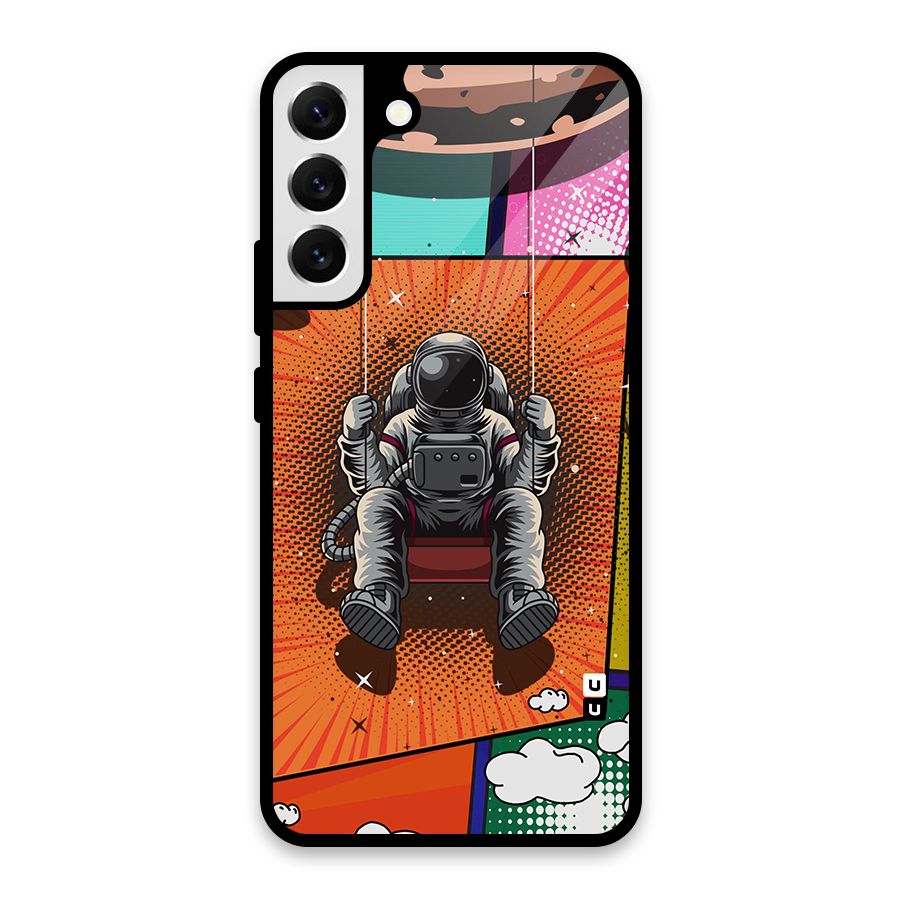 Cool Astraunaut Comic Swing Glass Back Case for Galaxy S22 Plus 5G