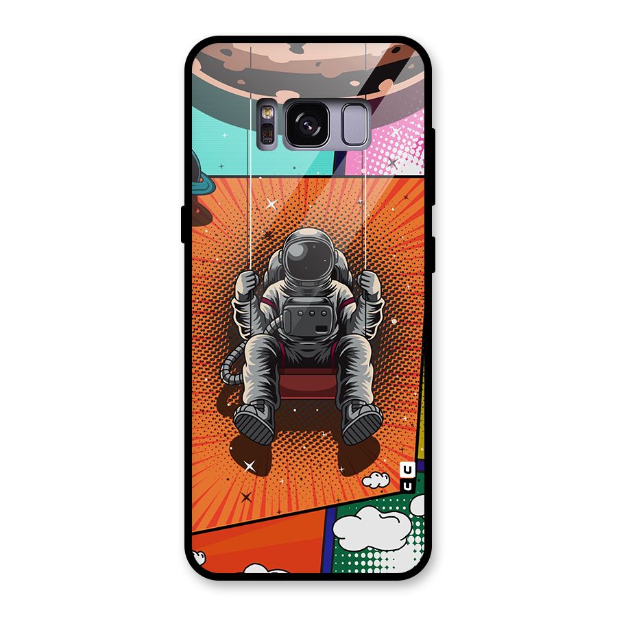 Cool Astraunaut Comic Swing Glass Back Case for Galaxy S8