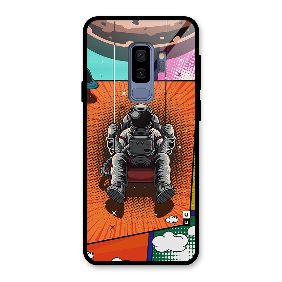 Cool Astraunaut Comic Swing Glass Back Case for Galaxy S9 Plus