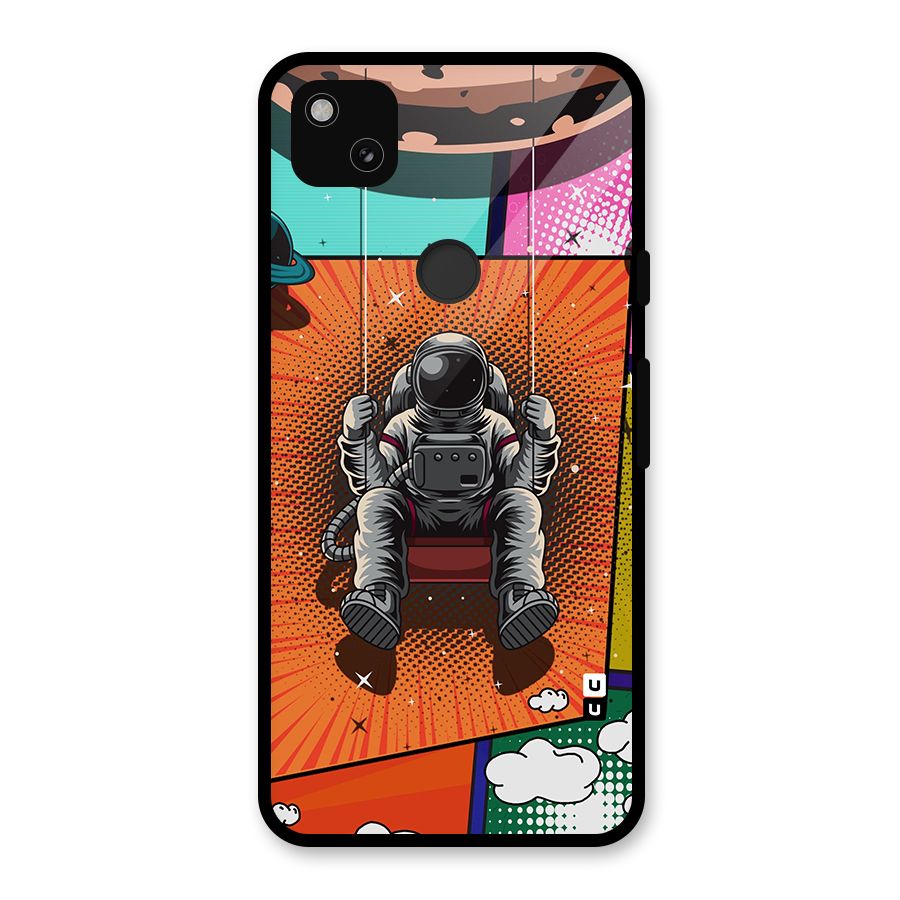 Cool Astraunaut Comic Swing Glass Back Case for Google Pixel 4a