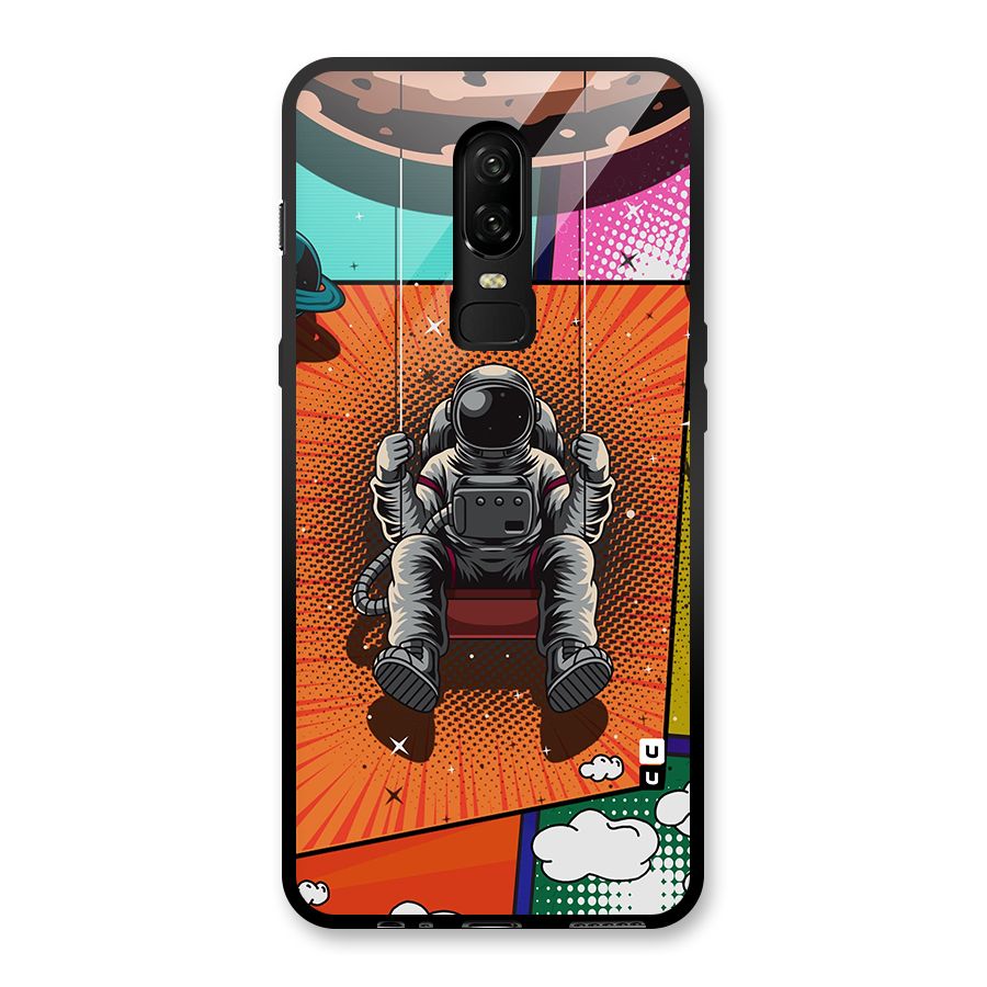 Cool Astraunaut Comic Swing Glass Back Case for OnePlus 6